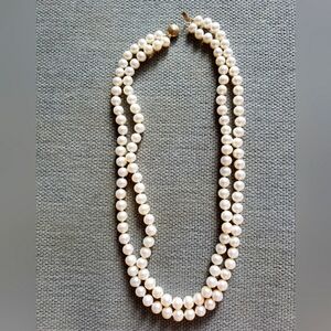 Elegant Natural Pearl 7-8 MM Necklace 14K Gold